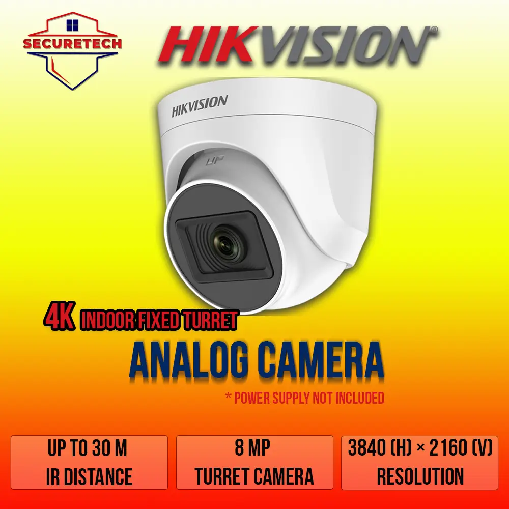 Hikvision DS-2CE76U0T-ITPF 8MP Dome CCTV Camera | 4K Ultra HD | EXIR Night Vision | Outdoor Turret